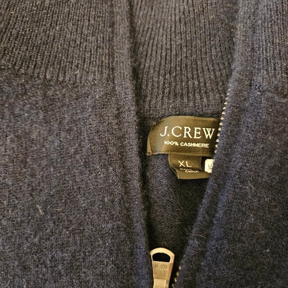 J.Crew Navy Cashmere Half-Zip Sweater - Size XL - Picture 3 of 7